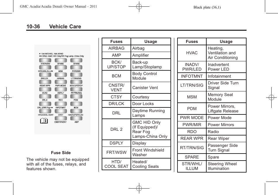 36 vehicle care | GMC 2011 Acadia User Manual | Page 364 / 478