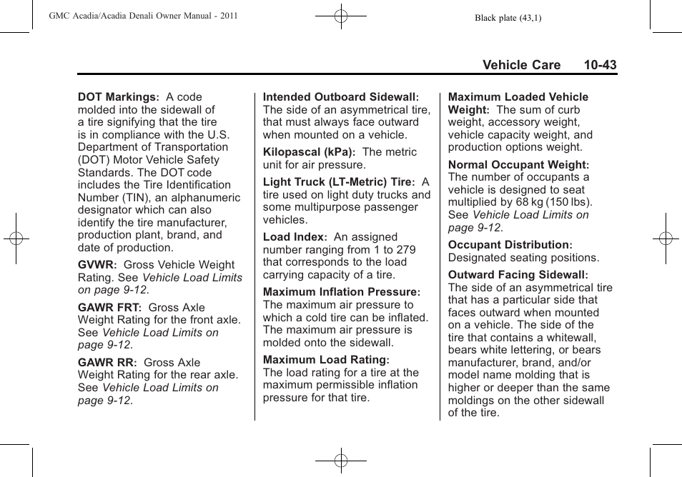 GMC 2011 Acadia User Manual | Page 371 / 478