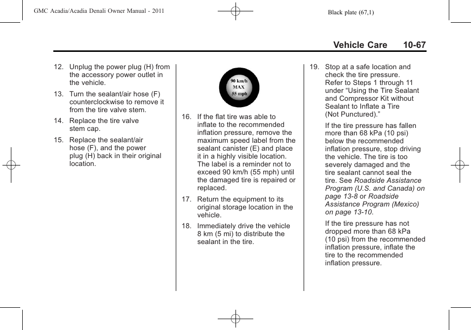 Vehicle care 10-67 | GMC 2011 Acadia User Manual | Page 395 / 478