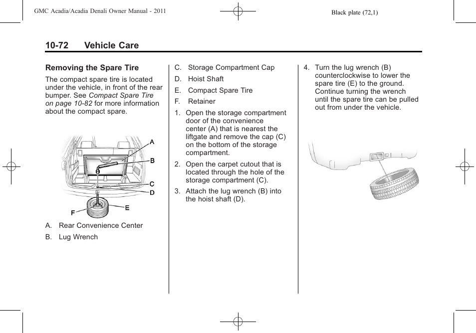 72 vehicle care | GMC 2011 Acadia User Manual | Page 400 / 478