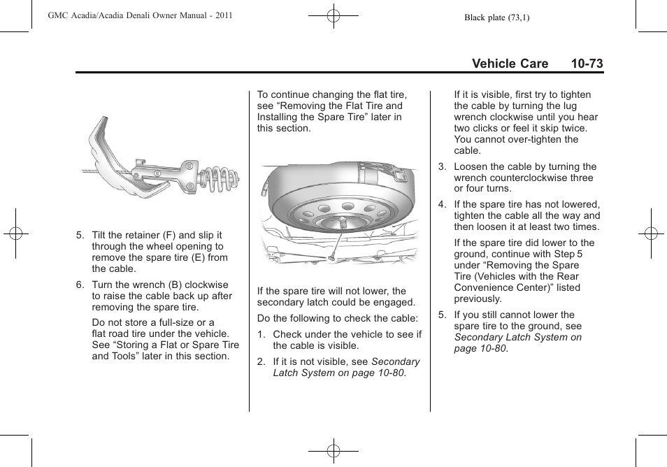 Vehicle care 10-73 | GMC 2011 Acadia User Manual | Page 401 / 478