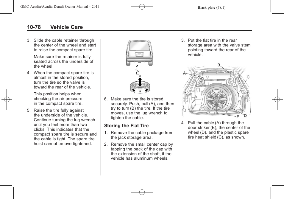 78 vehicle care | GMC 2011 Acadia User Manual | Page 406 / 478