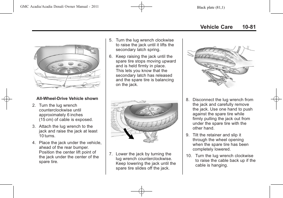 Vehicle care 10-81 | GMC 2011 Acadia User Manual | Page 409 / 478