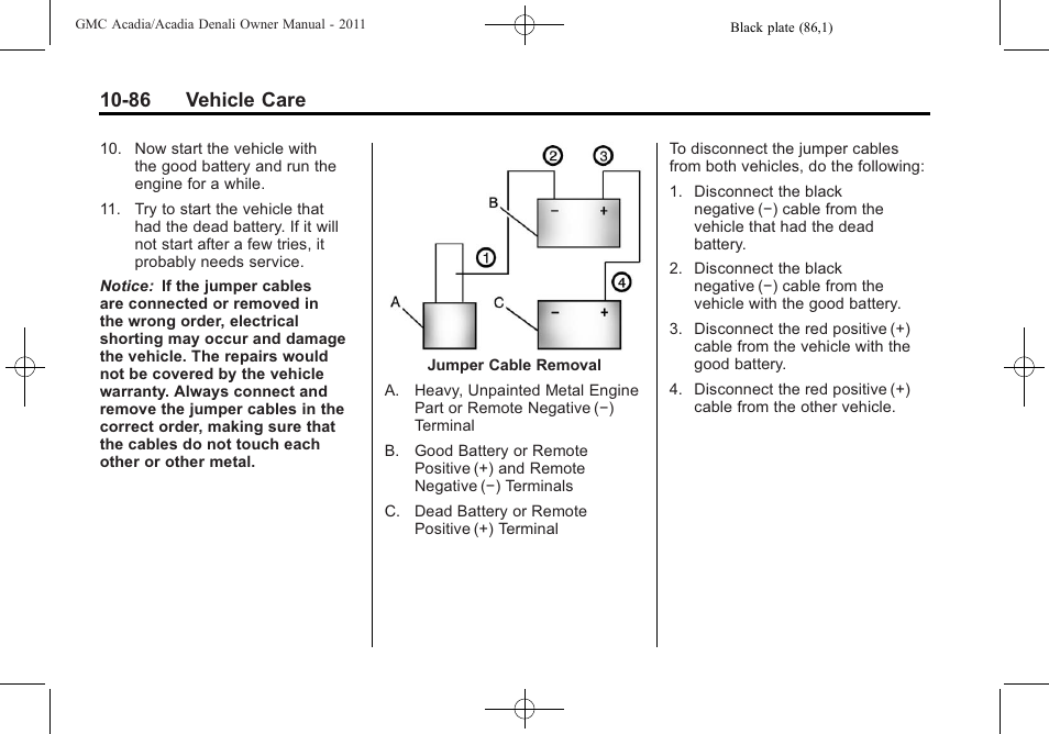 86 vehicle care | GMC 2011 Acadia User Manual | Page 414 / 478