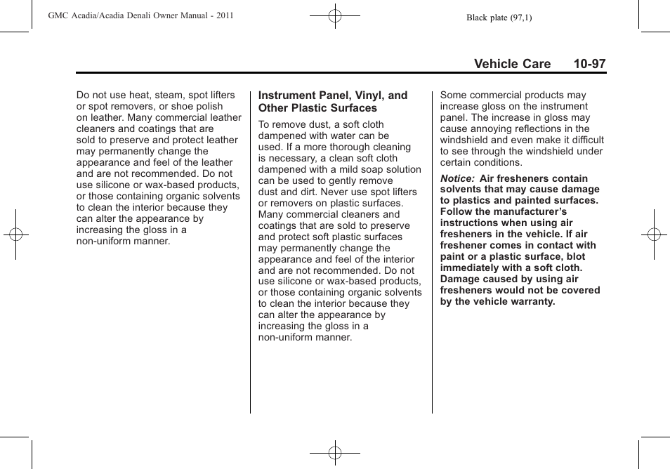 GMC 2011 Acadia User Manual | Page 425 / 478