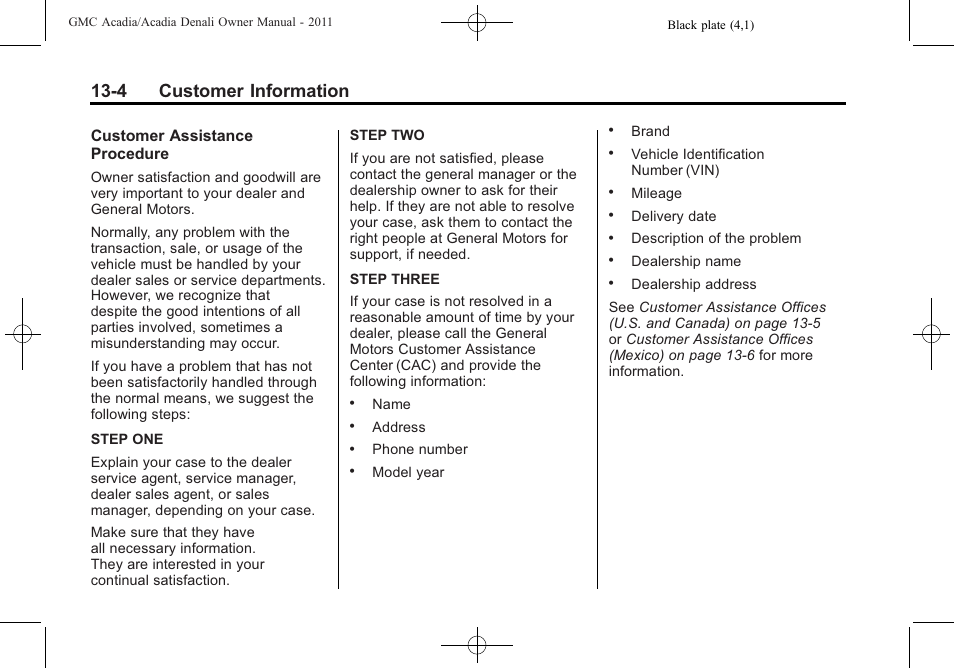 4 customer information | GMC 2011 Acadia User Manual | Page 448 / 478