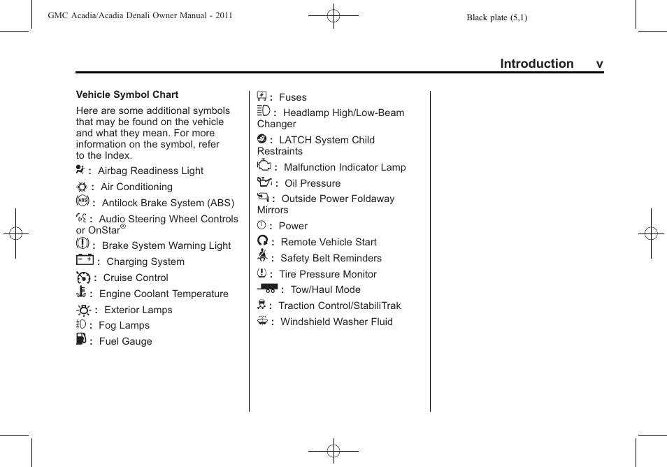 GMC 2011 Acadia User Manual | Page 5 / 478