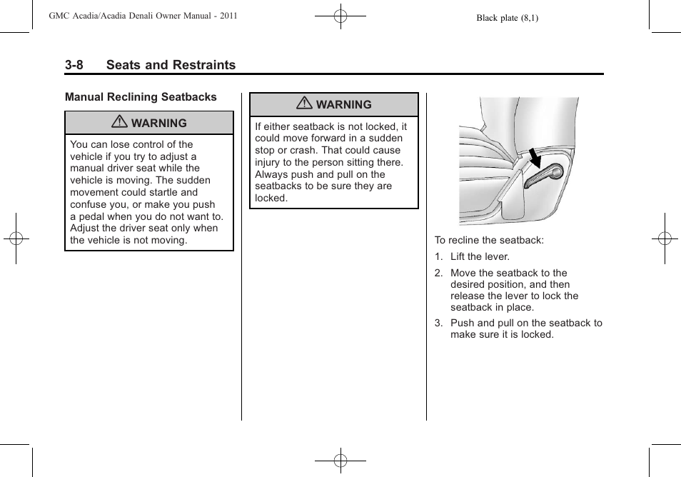 GMC 2011 Acadia User Manual | Page 64 / 478