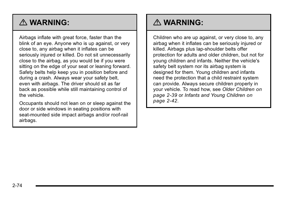 Warning | GMC 2010 Sierra User Manual | Page 116 / 658