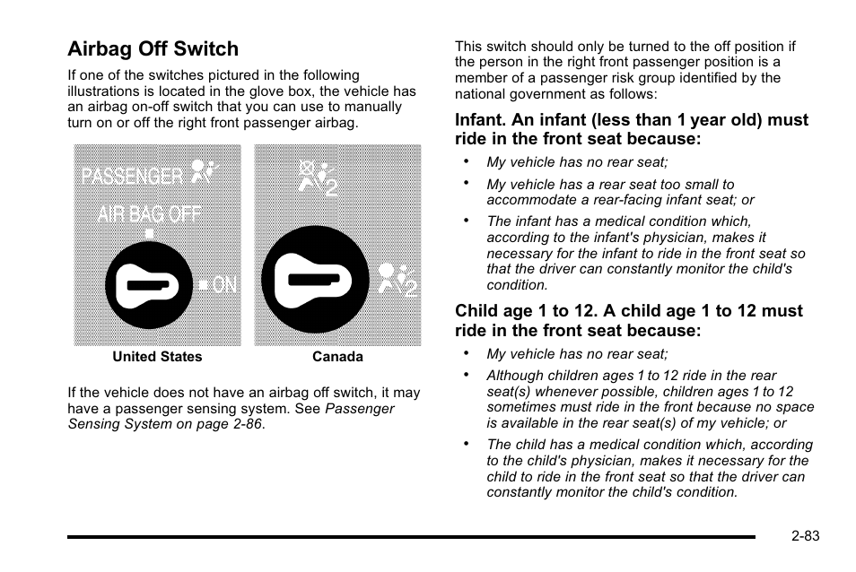 Airbag off switch, Airbag off switch -83 | GMC 2010 Sierra User Manual | Page 125 / 658