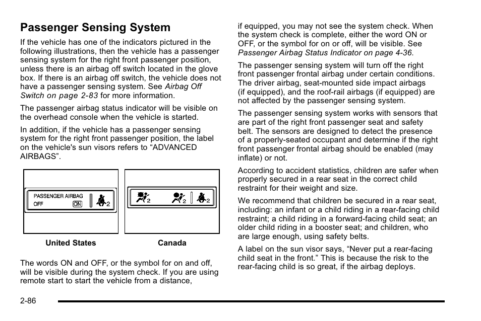 Passenger sensing system, Passenger sensing system -86 | GMC 2010 Sierra User Manual | Page 128 / 658