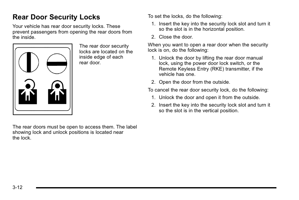 Rear door security locks, Rear door security locks -12 | GMC 2010 Sierra User Manual | Page 150 / 658