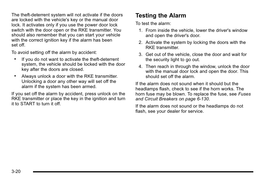 Testing the alarm | GMC 2010 Sierra User Manual | Page 158 / 658