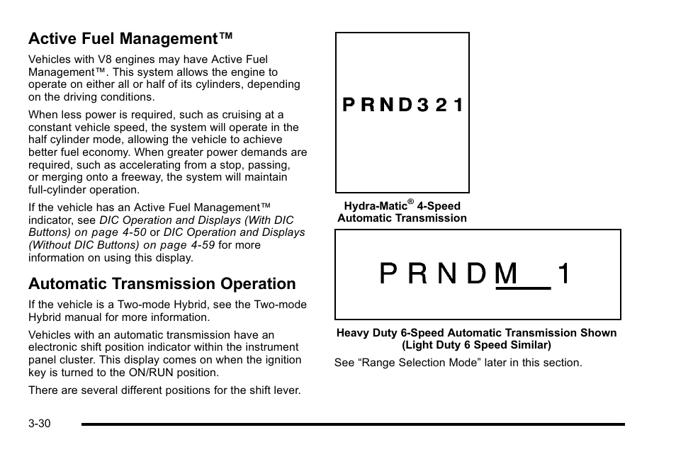 Active fuel management, Automatic transmission operation, Automatic transmission | GMC 2010 Sierra User Manual | Page 168 / 658