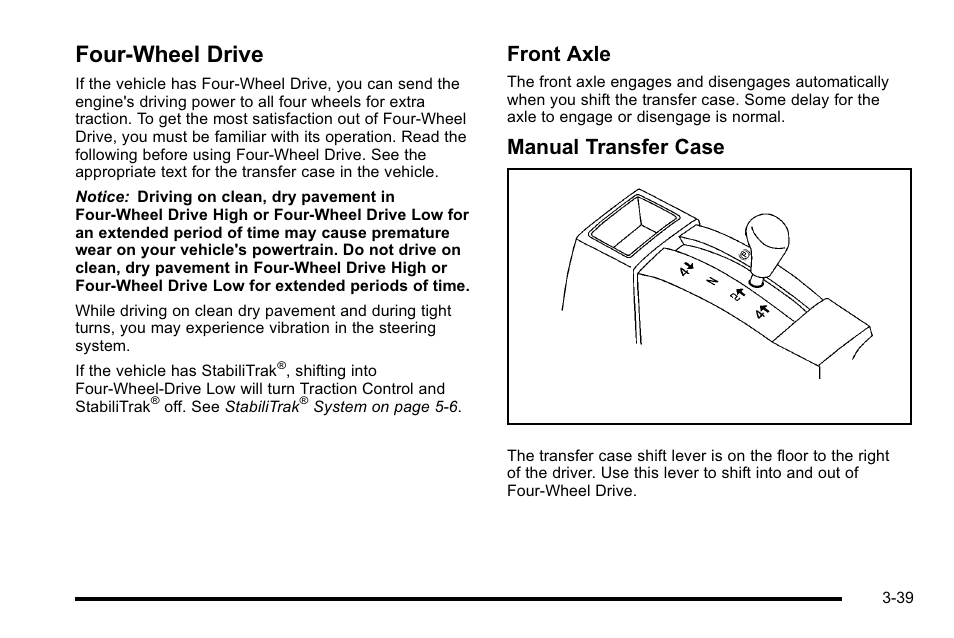 Four-wheel drive, Four-wheel drive -39, Front axle | Manual transfer case | GMC 2010 Sierra User Manual | Page 177 / 658