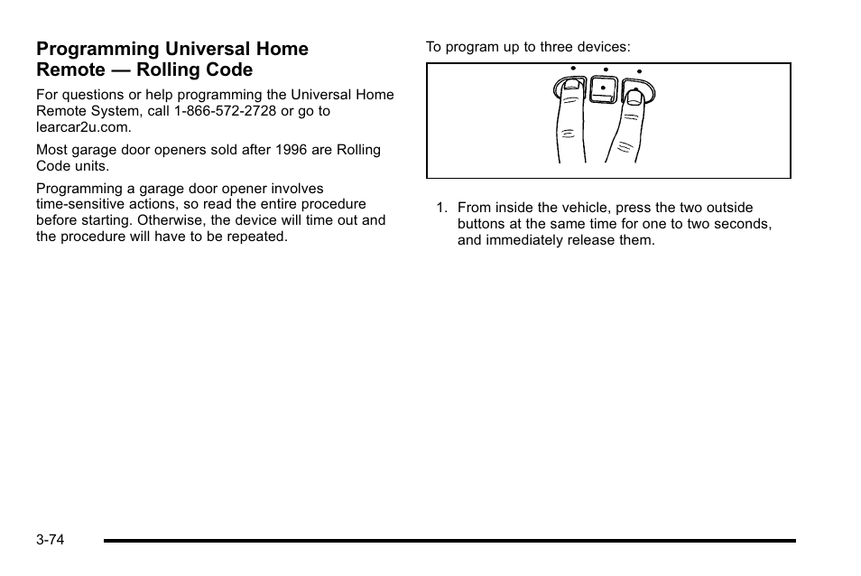 Programming universal home remote — rolling code | GMC 2010 Sierra User Manual | Page 212 / 658