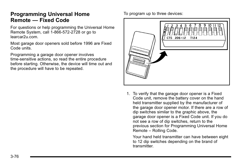 Programming universal home remote — fixed code | GMC 2010 Sierra User Manual | Page 214 / 658