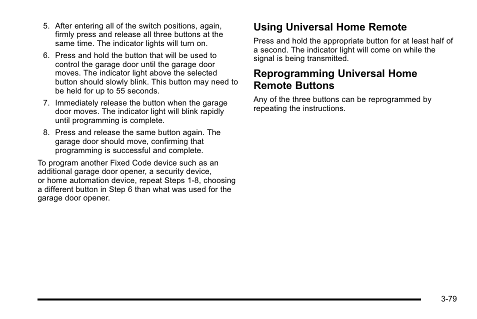 Using universal home remote, Reprogramming universal home remote buttons | GMC 2010 Sierra User Manual | Page 217 / 658