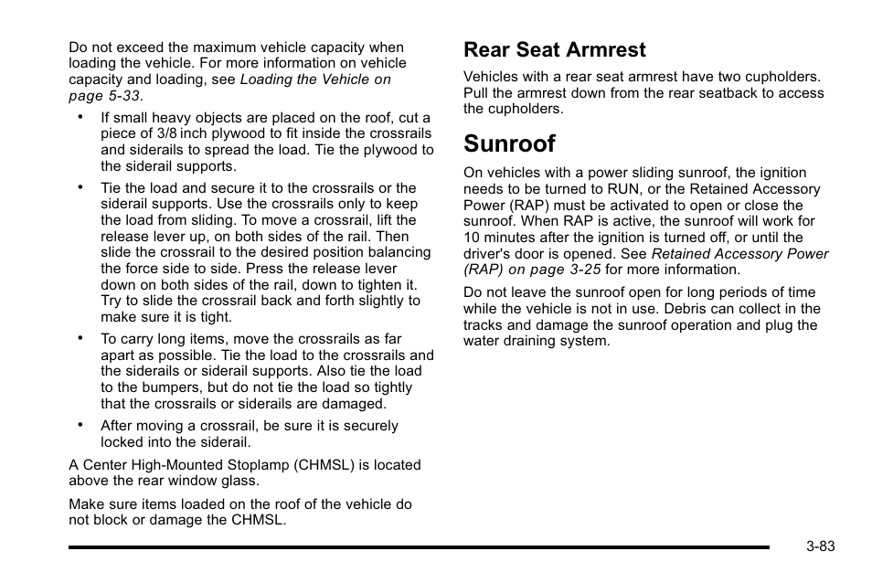 Rear seat armrest, Sunroof, Rear seat armrest -83 | Sunroof -83 | GMC 2010 Sierra User Manual | Page 221 / 658