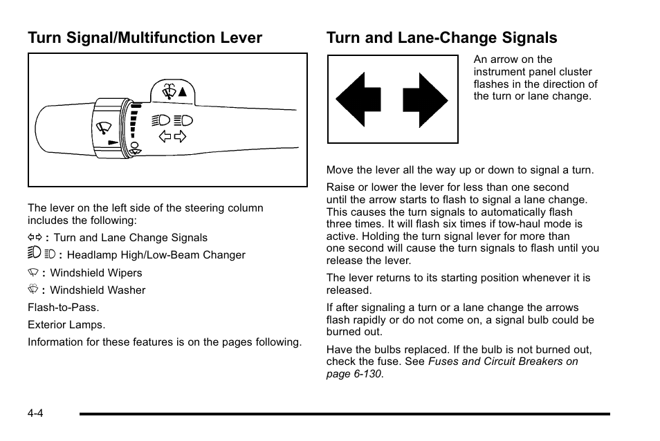 Turn signal/multifunction lever, Turn and lane-change signals | GMC 2010 Sierra User Manual | Page 228 / 658