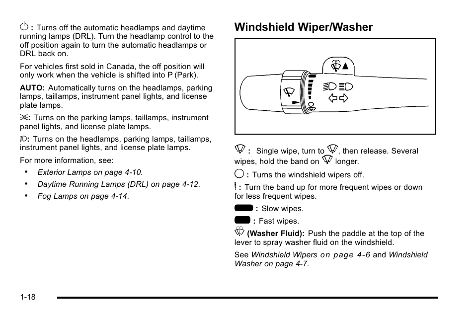 Windshield wiper/washer, Windshield wiper/washer -18 | GMC 2010 Sierra User Manual | Page 24 / 658