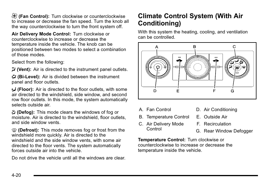 Climate control system (with air conditioning), Climate control system (with air, Conditioning) -20 | GMC 2010 Sierra User Manual | Page 244 / 658