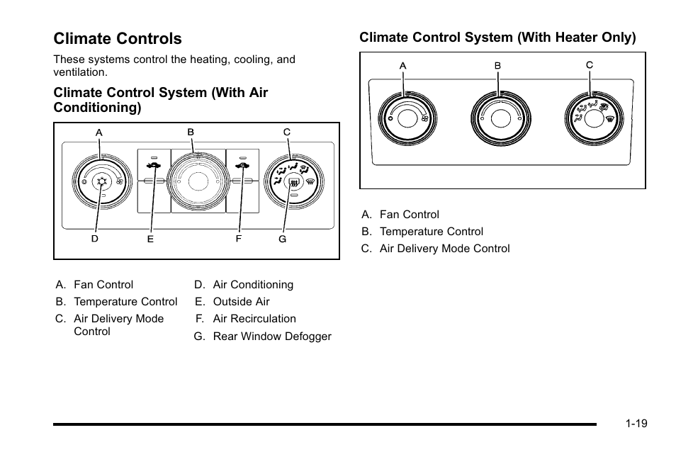 Climate controls, Climate controls -19 | GMC 2010 Sierra User Manual | Page 25 / 658