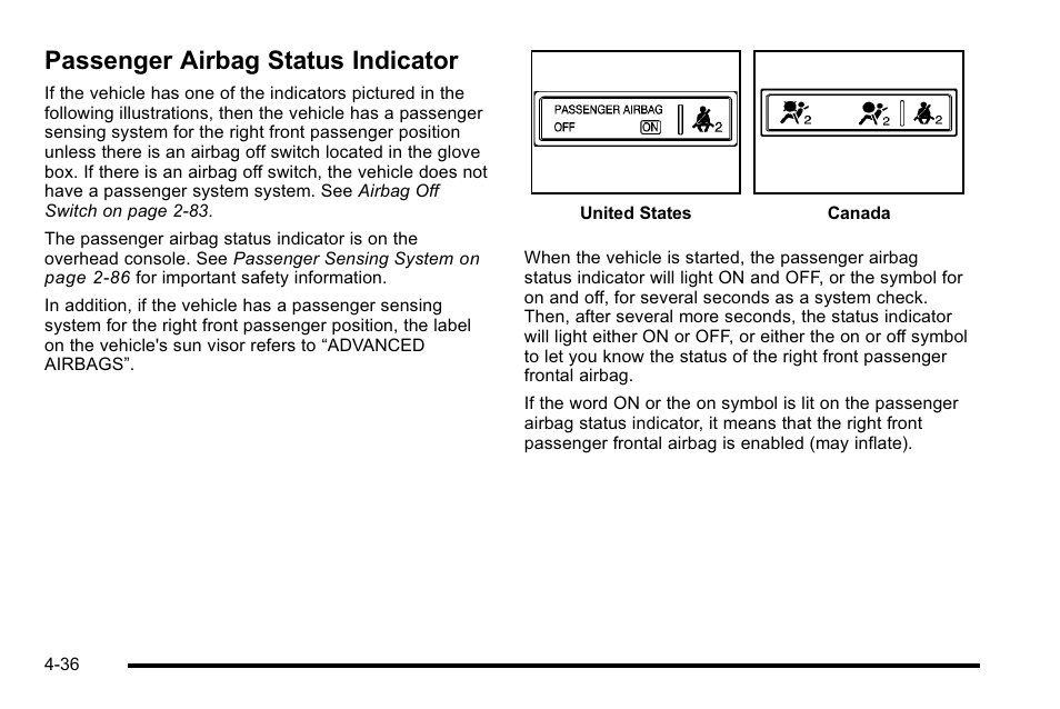 Passenger airbag status indicator, Passenger airbag status indicator -36 | GMC 2010 Sierra User Manual | Page 260 / 658