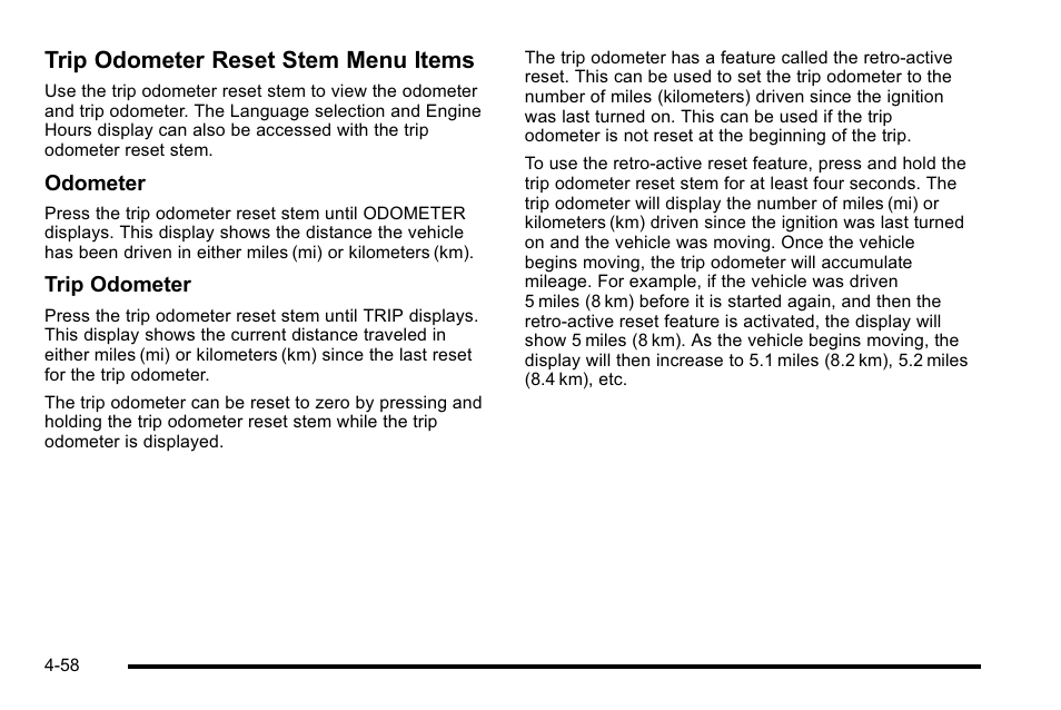 Trip odometer reset stem menu items | GMC 2010 Sierra User Manual | Page 282 / 658