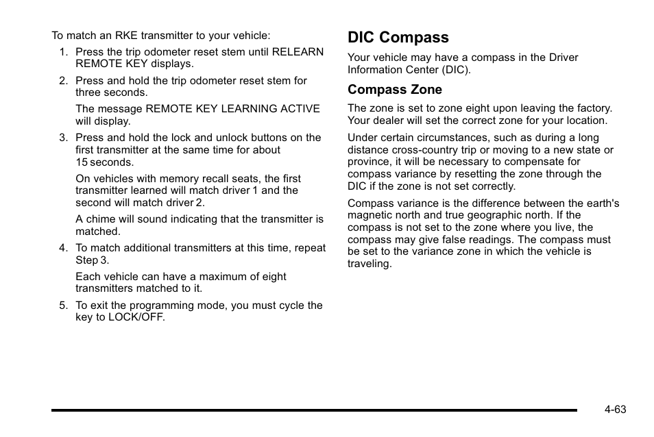 Dic compass, Dic compass -63, Compass zone | GMC 2010 Sierra User Manual | Page 287 / 658