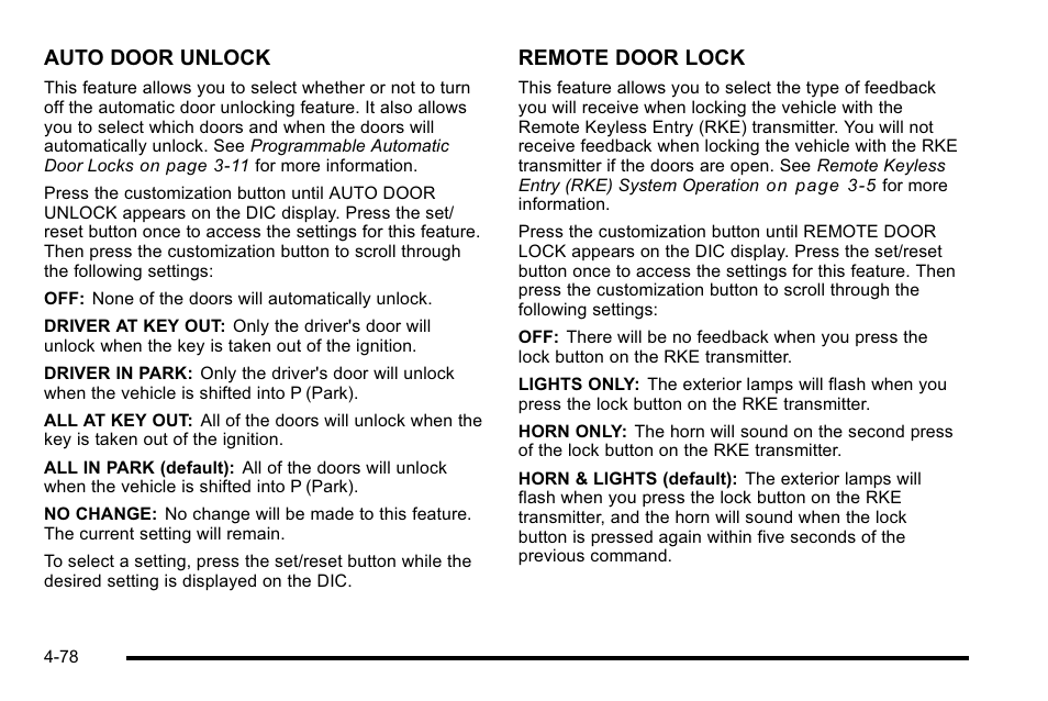 Auto door unlock, Remote door lock | GMC 2010 Sierra User Manual | Page 302 / 658