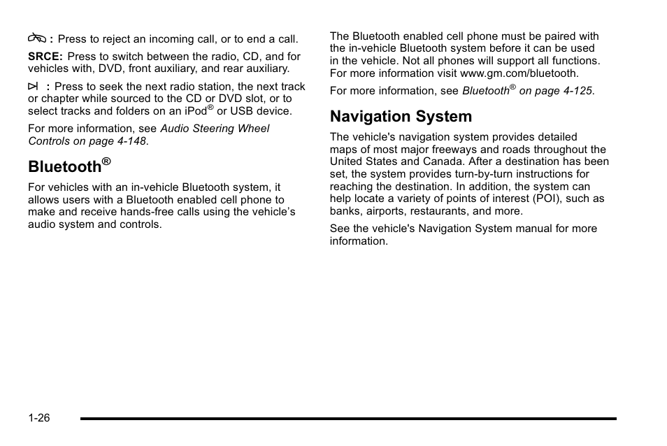 Bluetooth, Navigation system, Navigation system -26 | GMC 2010 Sierra User Manual | Page 32 / 658