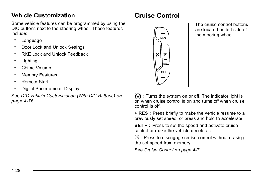 Cruise control, Cruise control -28, Vehicle customization | GMC 2010 Sierra User Manual | Page 34 / 658