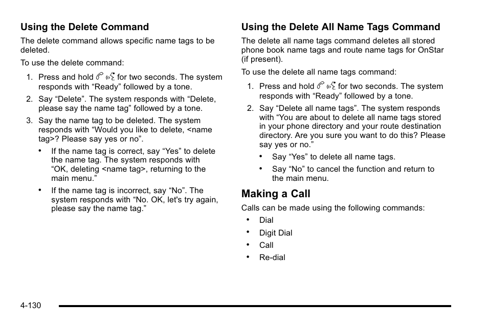 Making a call, Using the delete command, Using the delete all name tags command | GMC 2010 Sierra User Manual | Page 354 / 658