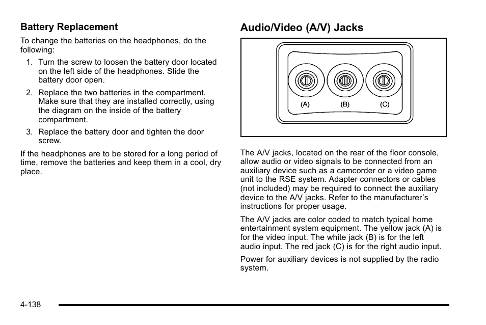 Audio/video (a/v) jacks | GMC 2010 Sierra User Manual | Page 362 / 658