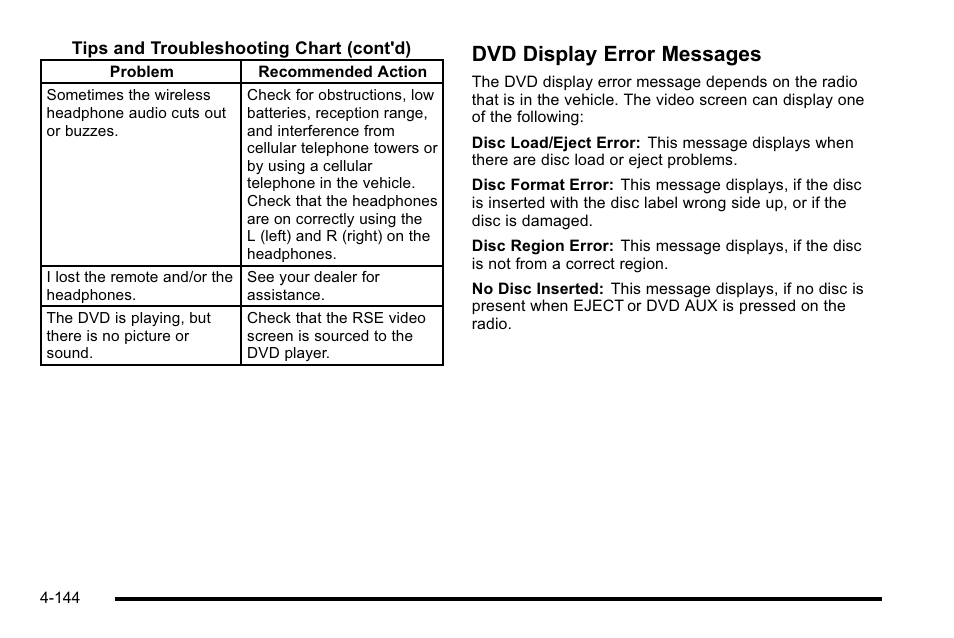 Dvd display error messages | GMC 2010 Sierra User Manual | Page 368 / 658