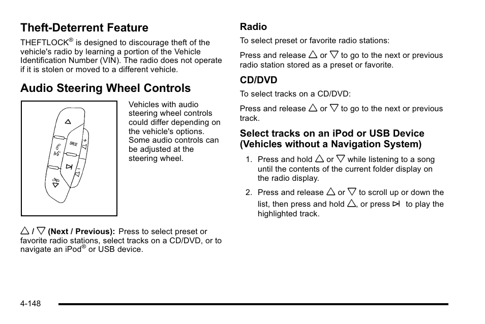 Theft-deterrent feature, Audio steering wheel controls | GMC 2010 Sierra User Manual | Page 372 / 658