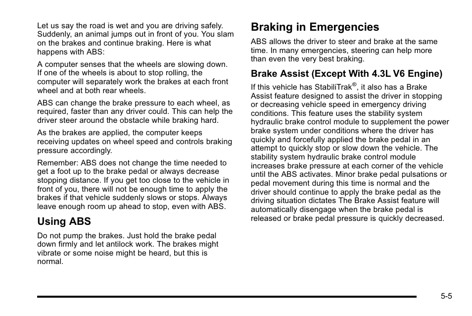 Braking in emergencies, Braking in emergencies -5, Using abs | GMC 2010 Sierra User Manual | Page 381 / 658