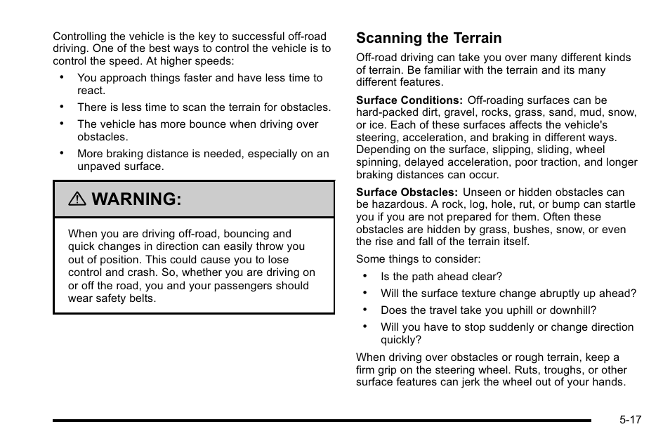Warning, Scanning the terrain | GMC 2010 Sierra User Manual | Page 393 / 658
