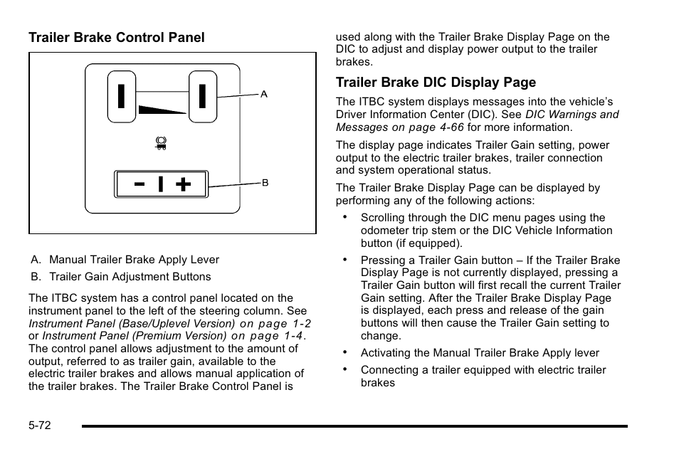 Trailer brake control panel, Trailer brake dic display page | GMC 2010 Sierra User Manual | Page 448 / 658