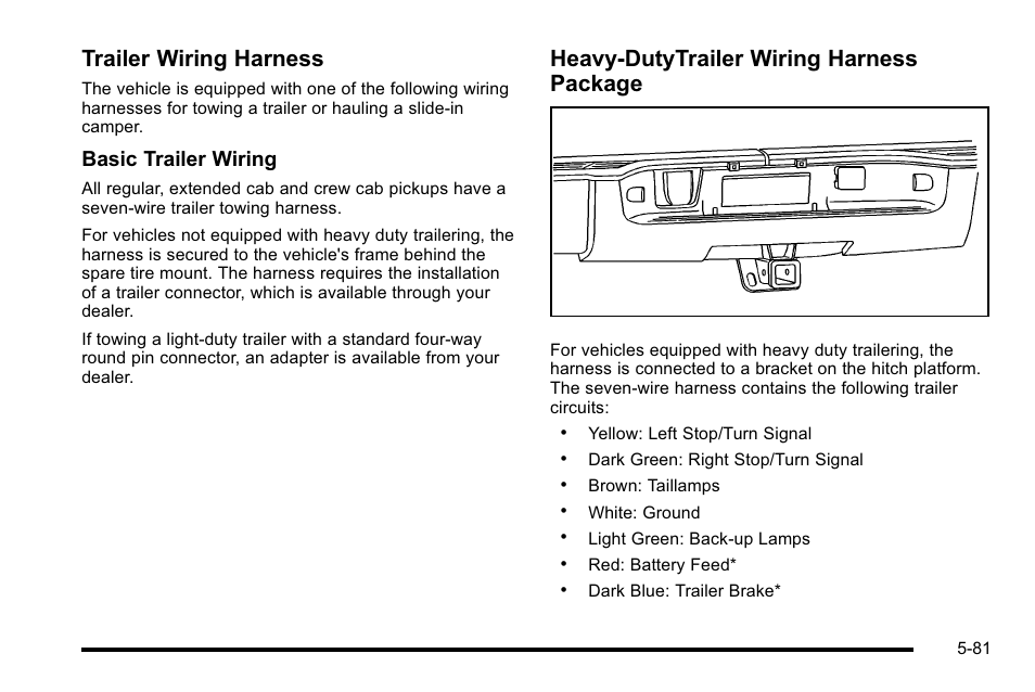 Trailer wiring harness, Heavy-dutytrailer wiring harness package, Basic trailer wiring | GMC 2010 Sierra User Manual | Page 457 / 658