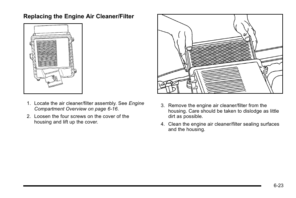 Replacing the engine air cleaner/filter | GMC 2010 Sierra User Manual | Page 483 / 658