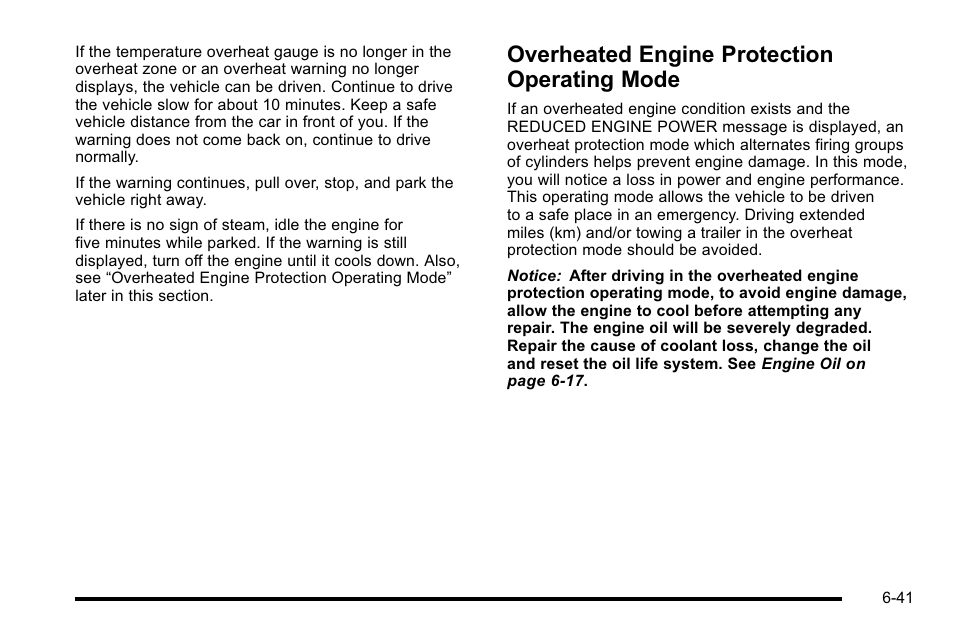 Overheated engine protection operating mode, Overheated engine protection, Operating mode -41 | GMC 2010 Sierra User Manual | Page 501 / 658