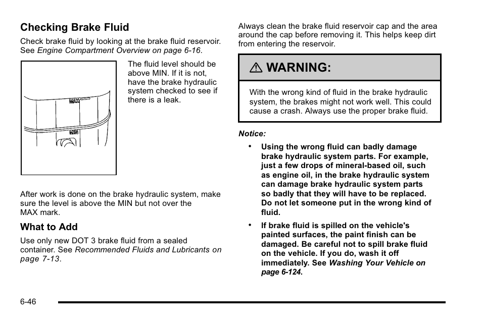 Warning, Checking brake fluid | GMC 2010 Sierra User Manual | Page 506 / 658