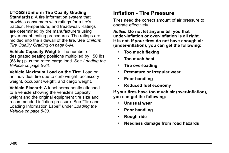 Inflation - tire pressure, Inflation - tire pressure -80 | GMC 2010 Sierra User Manual | Page 540 / 658