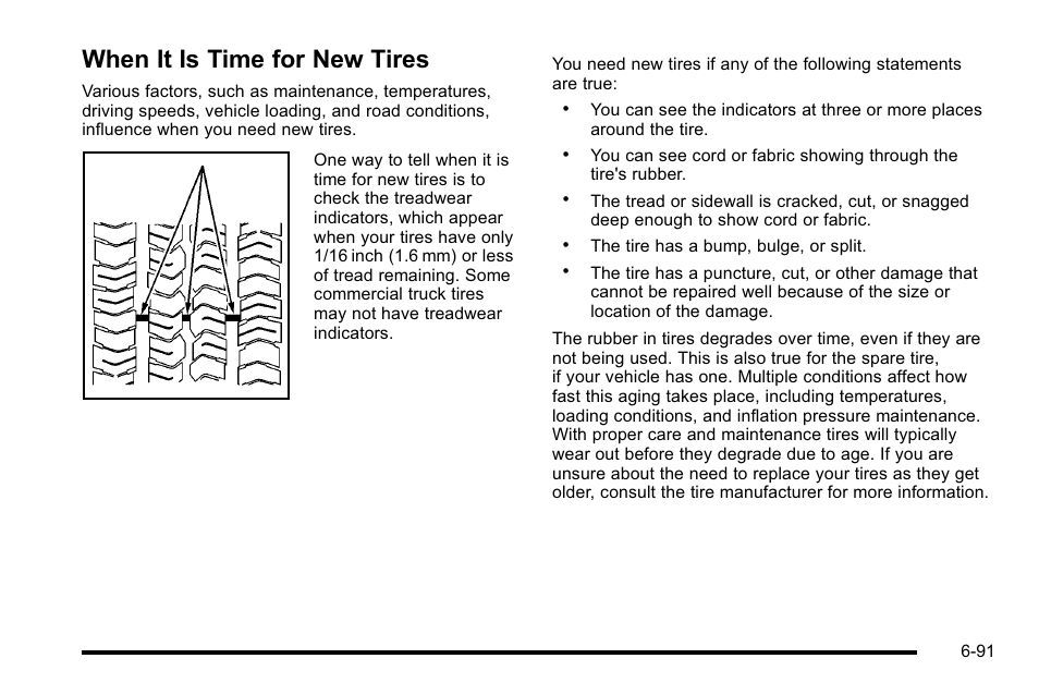 When it is time for new tires, When it is time for new tires -91 | GMC 2010 Sierra User Manual | Page 551 / 658
