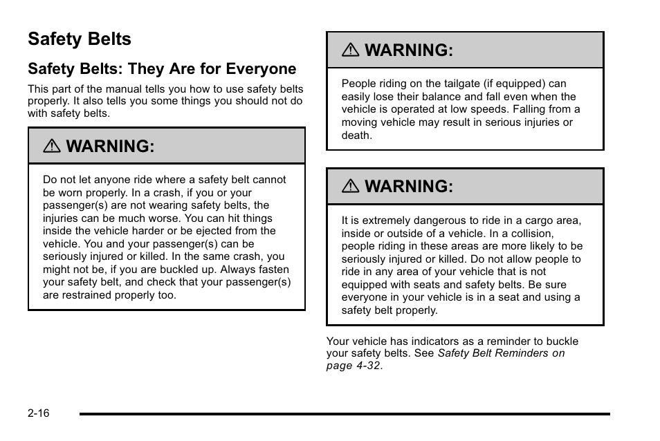 Safety belts, Safety belts: they are for everyone, Safety belts -16 | Safety belts: they are for everyone -16 | GMC 2010 Sierra User Manual | Page 58 / 658