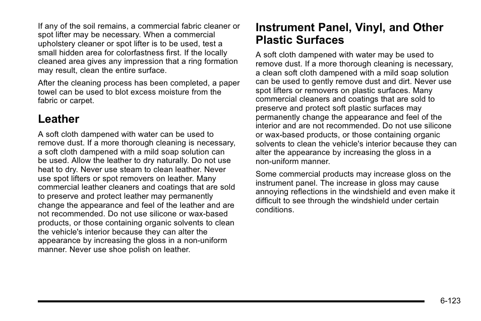 Leather, Surfaces -123 | GMC 2010 Sierra User Manual | Page 583 / 658