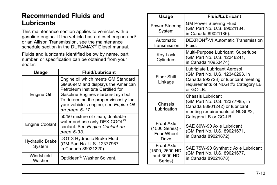 Recommended fluids and lubricants, Recommended fluids and lubricants -13 | GMC 2010 Sierra User Manual | Page 613 / 658