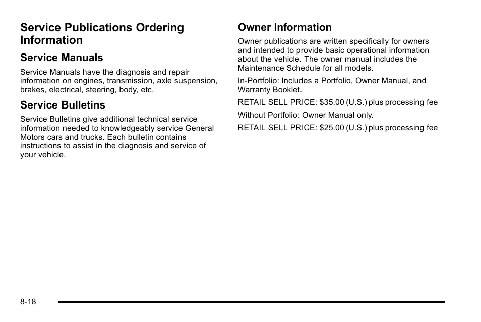 Service publications ordering information, Service publications ordering information -18, Service manuals | Service bulletins, Owner information | GMC 2010 Sierra User Manual | Page 638 / 658